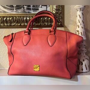 MCM Pink Leather Tote Bag